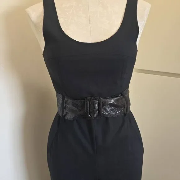 Theory Style #90171233 Blk Wool/Spndx Slvls Jumpsuit, Wide Leg, Sz. 4, EUC